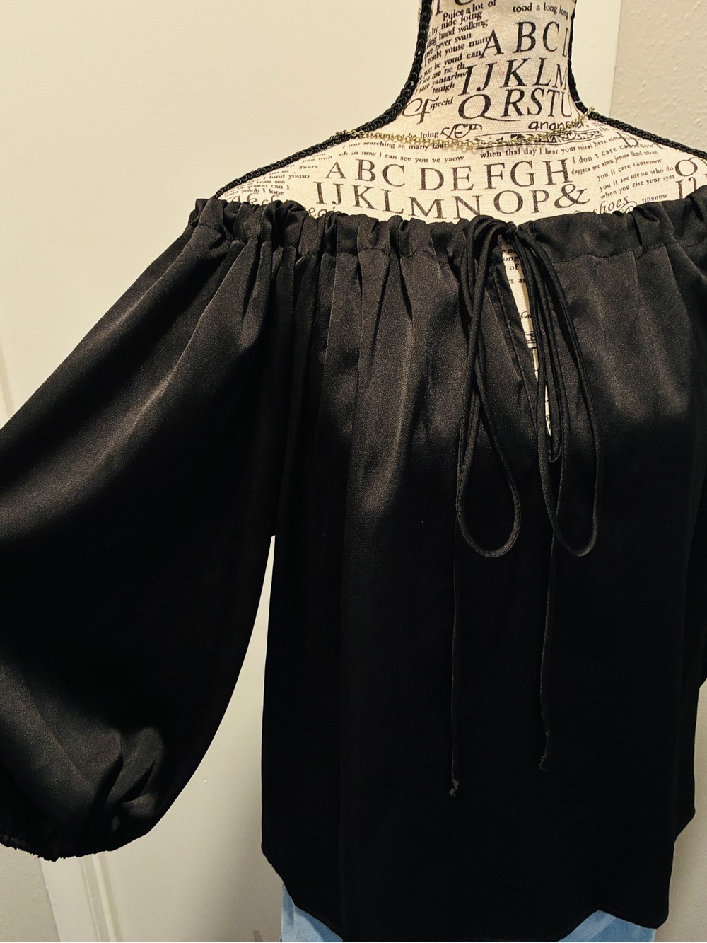 KLD Signature satin peasant blouse